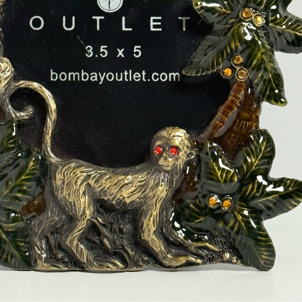 Bombay Photo Picture Frame Crystal Jeweled Monkey Palm Palm Tree Tropical 3.5X5 - Picture 2 of 7